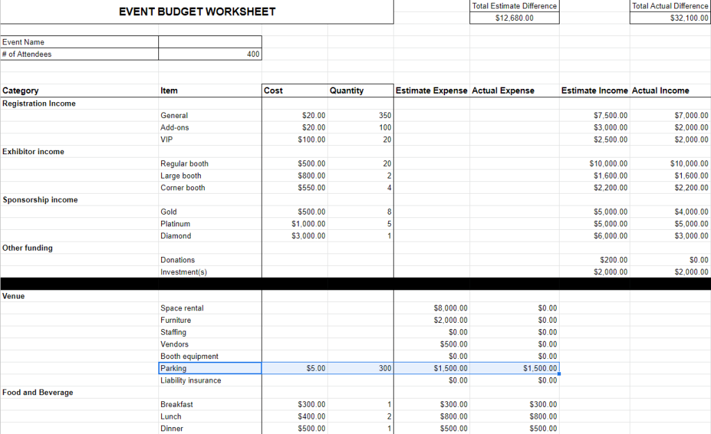 Picture of: Creating an Event Budget in  with Free Template