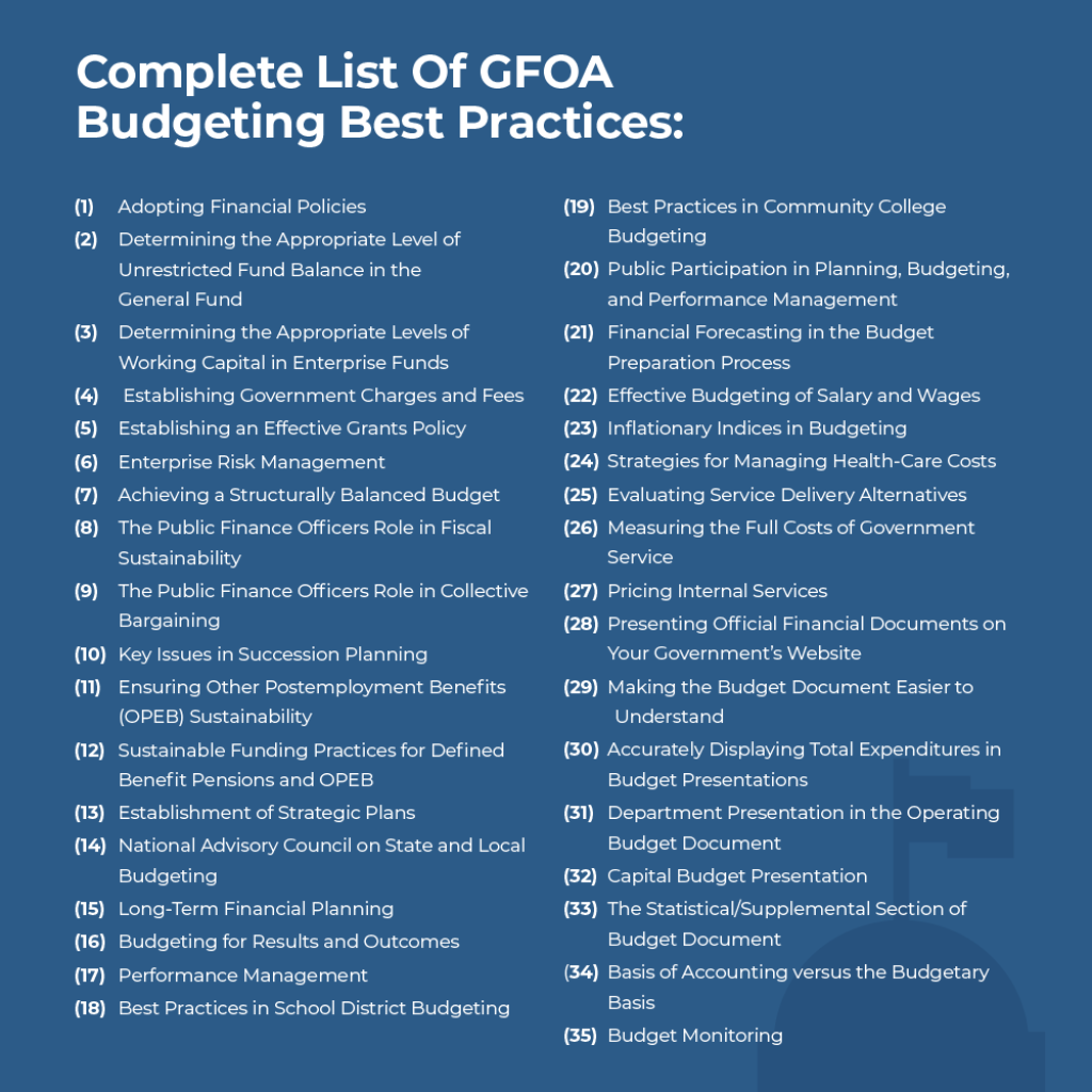 Picture of: Top  GFOA Budgeting Best Practices  ClearGov